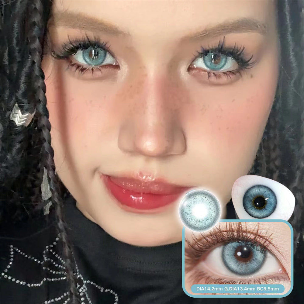 Morningcon Atlanta Blue Colored Contact Lenses For Eyes Half Yearly 2pcs