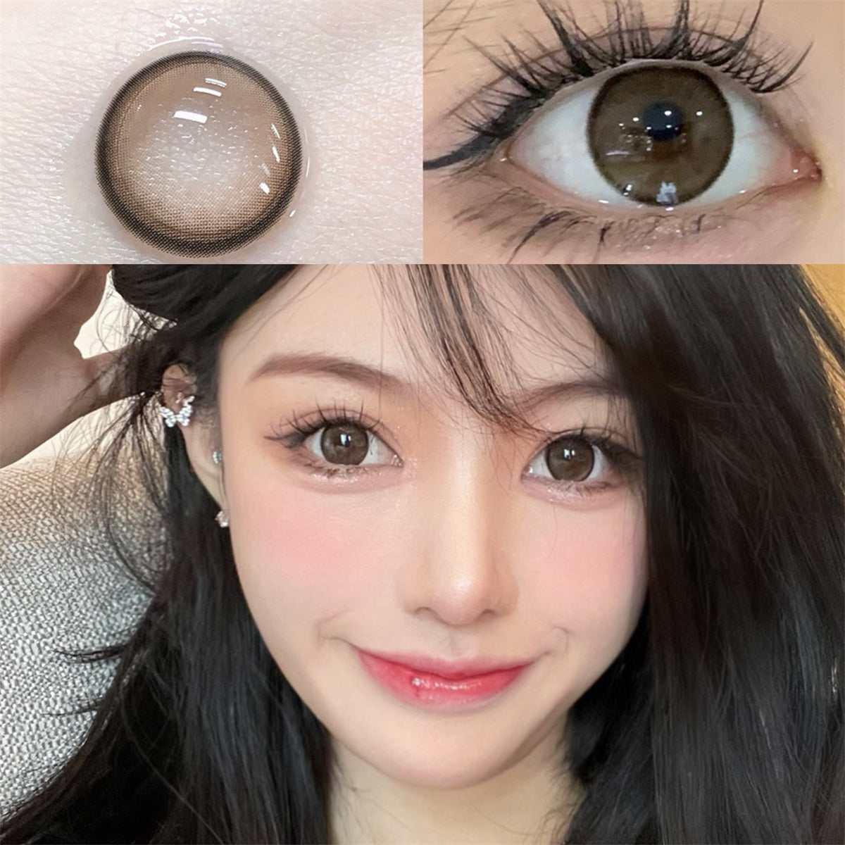 Morningcon Amber Tears ash Colored Contact Lenses For Eyes Half Yearly 2pcs