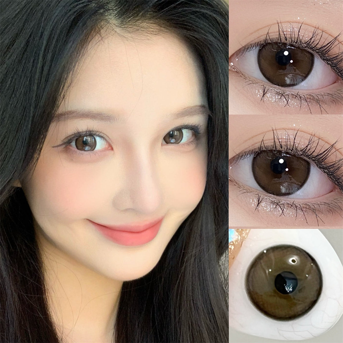 Morningcon Amber Tears ash Colored Contact Lenses For Eyes Half Yearly 2pcs