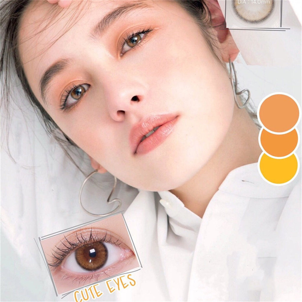 Morningcon Amber Brown Colored Contact Lenses For Eyes Half Yearly 2pcs