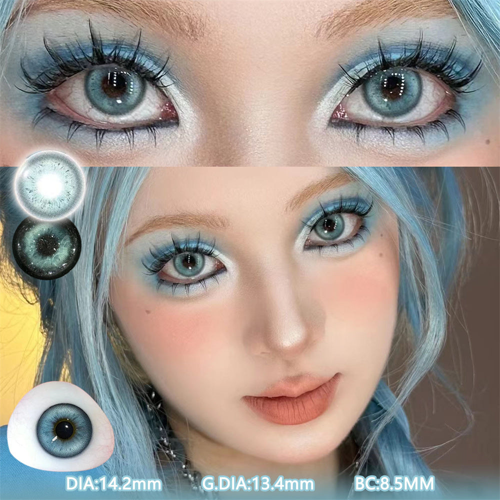 Morningcon Atlanta Blue Colored Contact Lenses For Eyes Half Yearly 2pcs