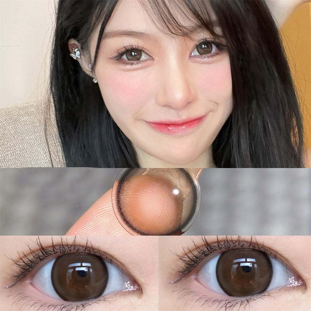 Morningcon Amber Tears ash Colored Contact Lenses For Eyes Half Yearly 2pcs