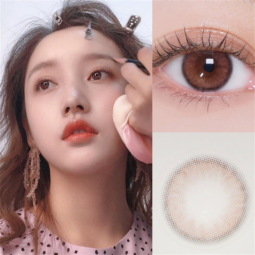 Morningcon Amber Brown Colored Contact Lenses For Eyes Half Yearly 2pcs